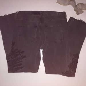 Free People Black Embroidered Jeans